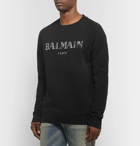 Balmain - Metallic Logo-Print Loopback Cotton-Jersey Sweatshirt - Black