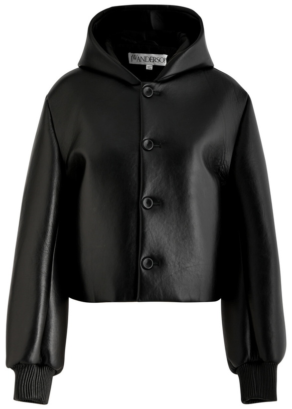 Photo: JW Anderson Hooded Padded Leather Jacket Black