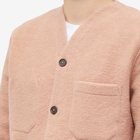 Universal Works Men's Wool Fleece Cardigan in Pink