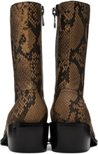 Dries Van Noten Tan Snake-Embossed Boots