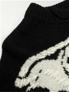SAINT Mxxxxxx - VLONE Distressed Intarsia Wool Sweater - Black