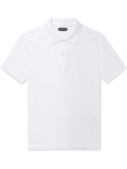 TOM FORD - Slim-Fit Logo-Embroidered Cotton-Piqué Polo Shirt - White