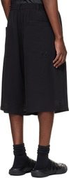 Y-3 Black Crinkle Pleated Shorts