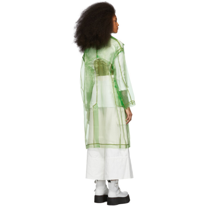 Toga Green Organdy Trench Coat Toga Pulla