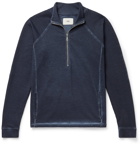Folk - Garment-Dyed Loopback Cotton-Jersey Half-Zip Sweatshirt - Blue