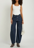 Alaïa Low Round Barrel-leg Denim Jeans