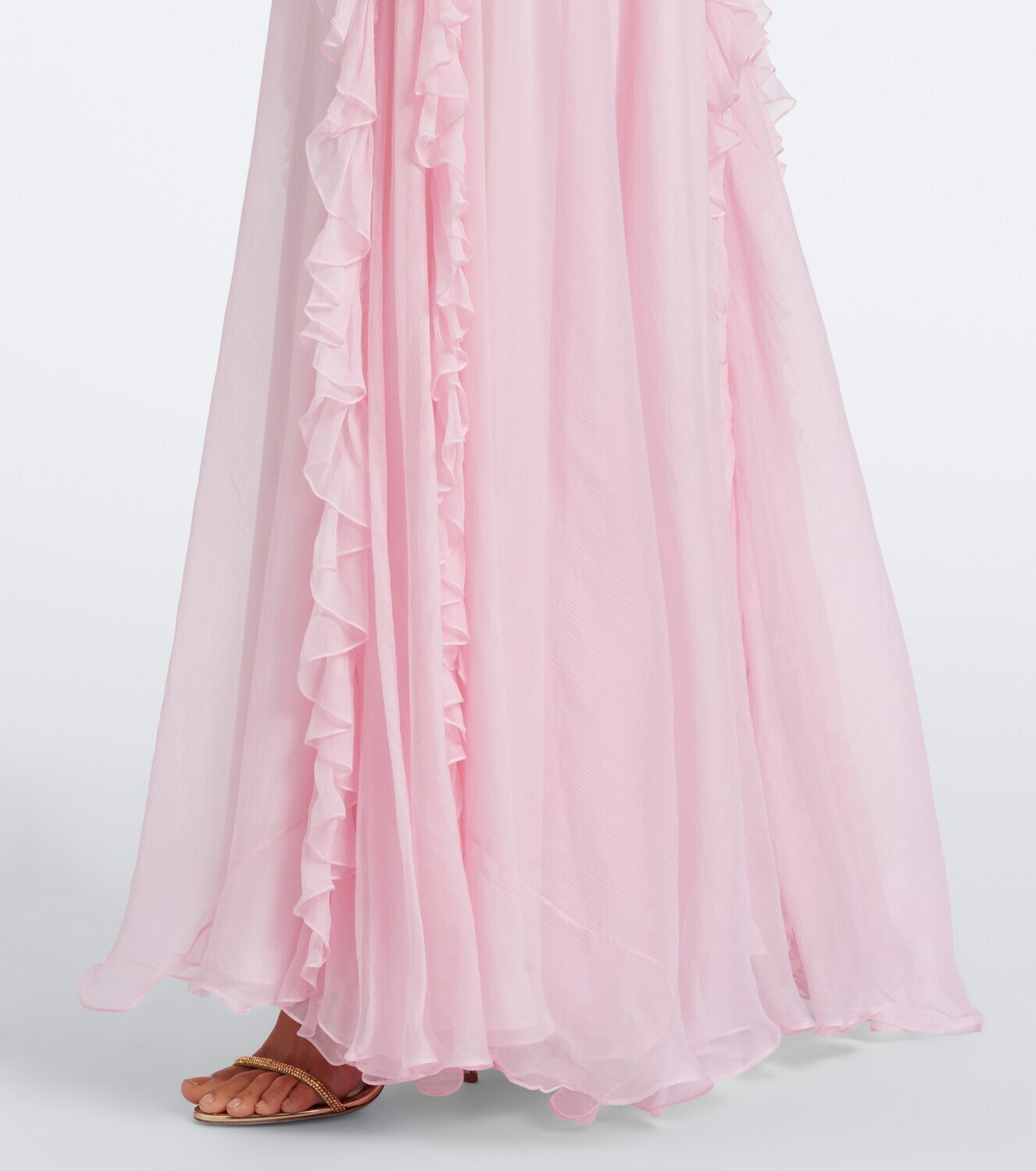 Costarellos Embellished floral-appliqué silk gown