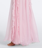 Costarellos Embellished floral-appliqué silk gown