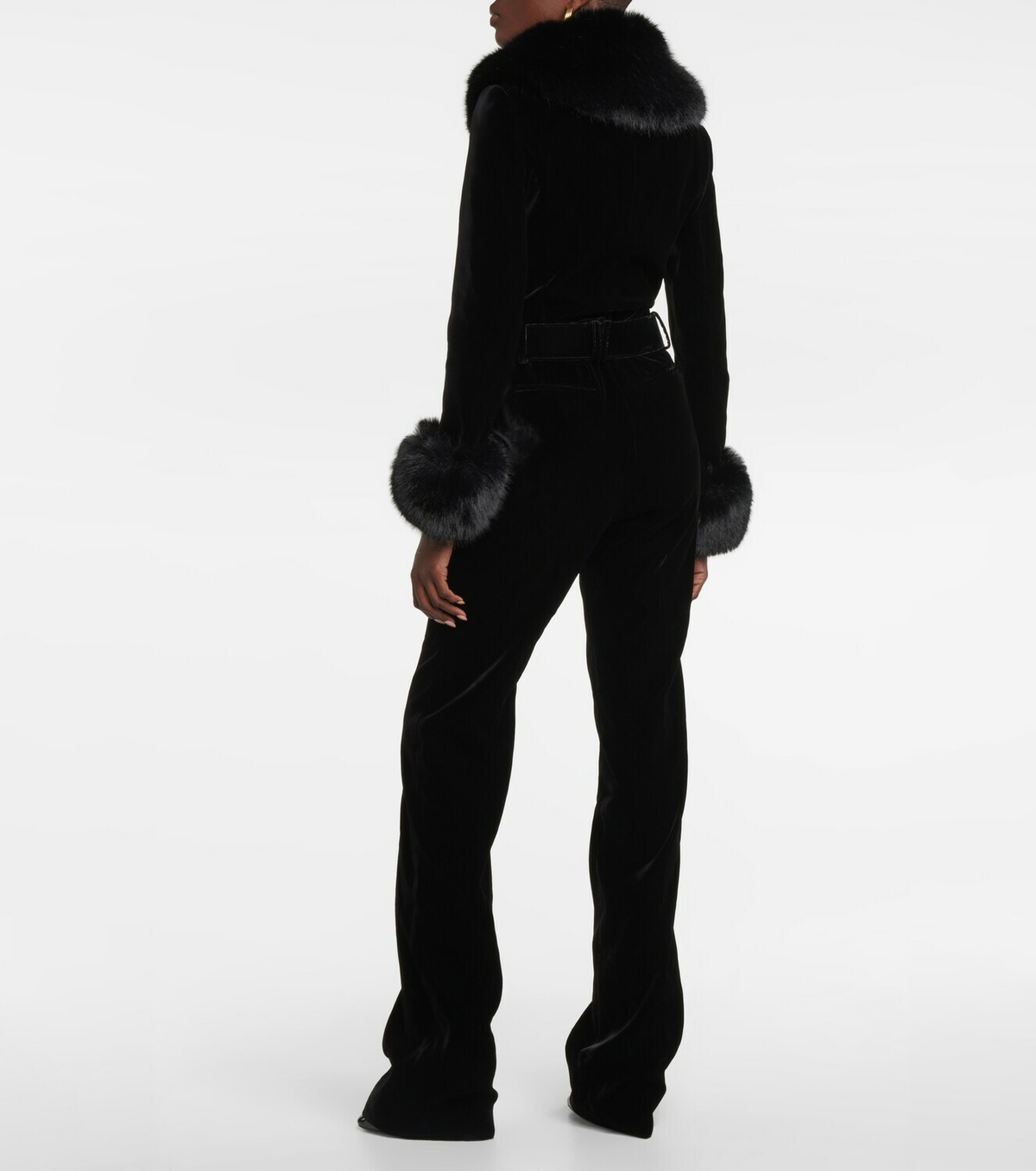 Saint Laurent - Faux fur-trimmed velvet jumpsuit Saint Laurent
