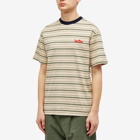 Butter Goods Men's Park Stripe T-Shirt in Tan/Black/Lime