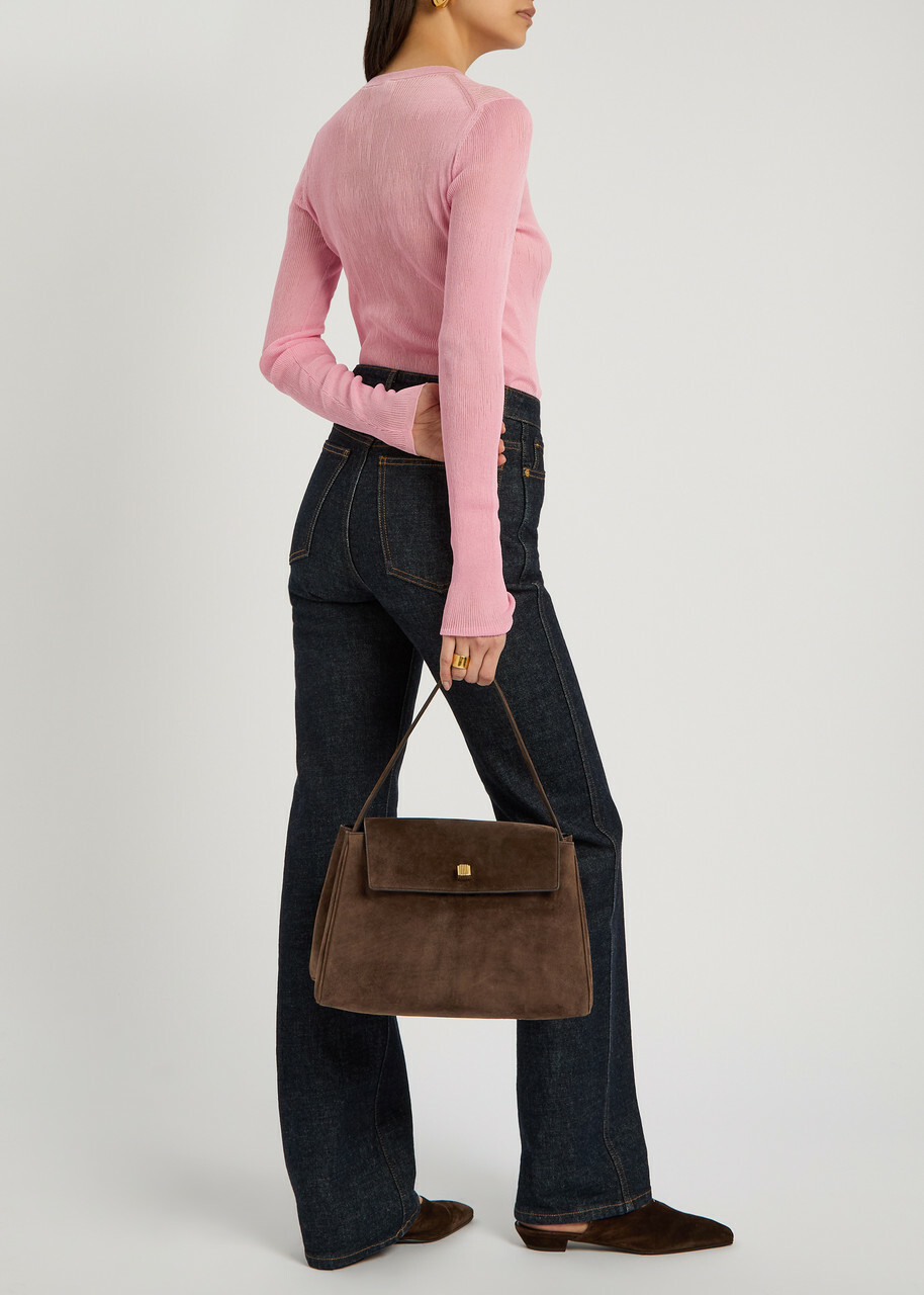 Khaite Audrey Suede top Handle bag - Dark Brown - One Size