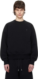 AMI Paris Black Cotton Tonal Ami de Coeur Sweatshirt