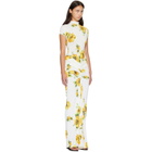 ALAÏA White Draped Printed Maxi Dress
