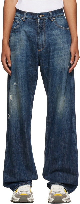 Photo: Dolce & Gabbana Indigo Distressed Jeans