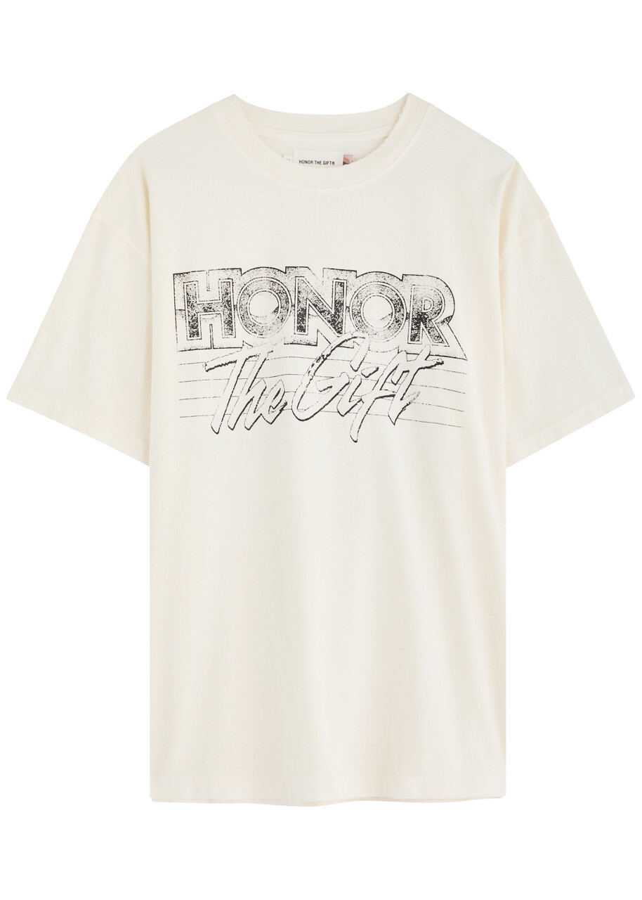 Honor The Gift After Hours Printed Cotton T-shirt Cream