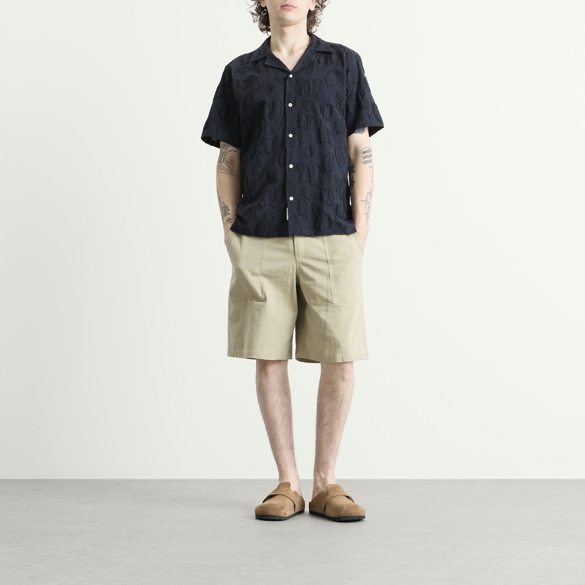 Foret Men's Peer Jacquard Shirt in Navy
