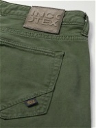 Incotex - Leather-Trimmed Straight-Leg Jeans - Green