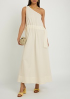 Tory Burch Floral-jacquard Belted Cotton-blend Midi Dress White
