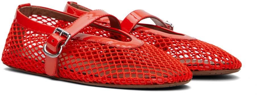 ALAÏA Orange Fishnet Ballerina Flats