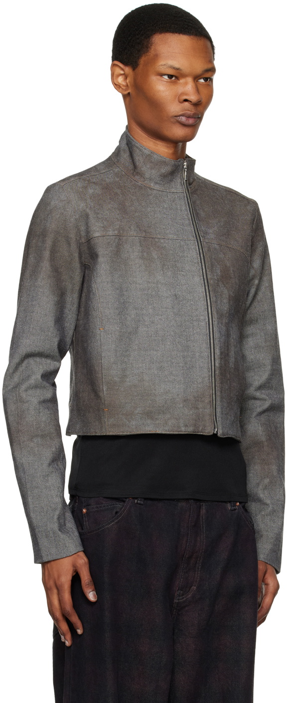 Mainline:RUS/Fr.CA/DE Brown Offset Zip Denim Jacket