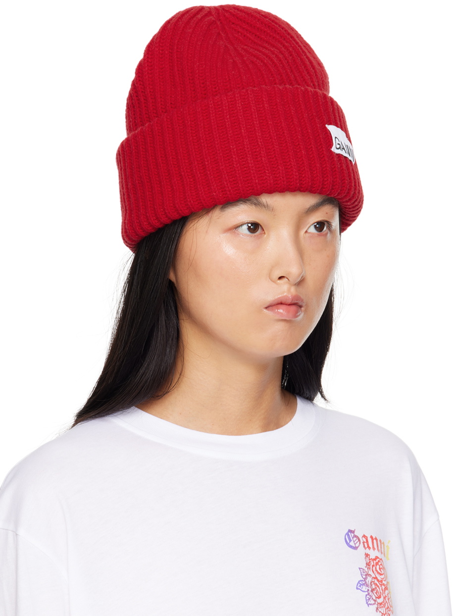 VIP【関税送料無料】希少 GANNI RIBBED WOOL HAT GANNI Green Oversized Wool Rib Knit Beanie GANNI