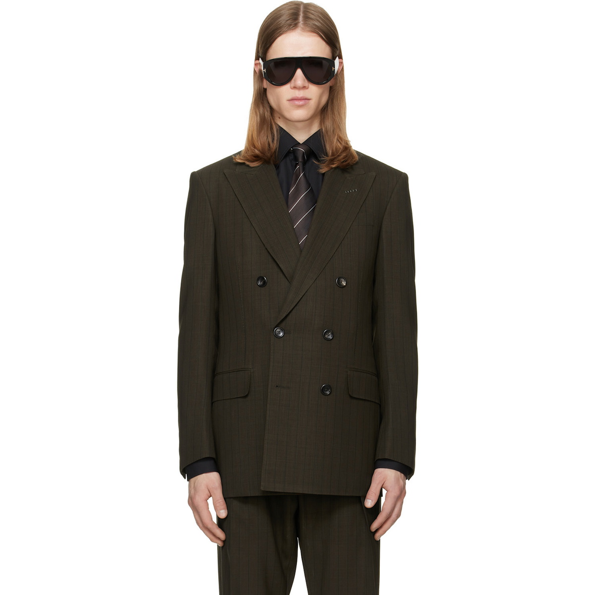 TOM FORD Brown Light Fresco Stripe Blazer