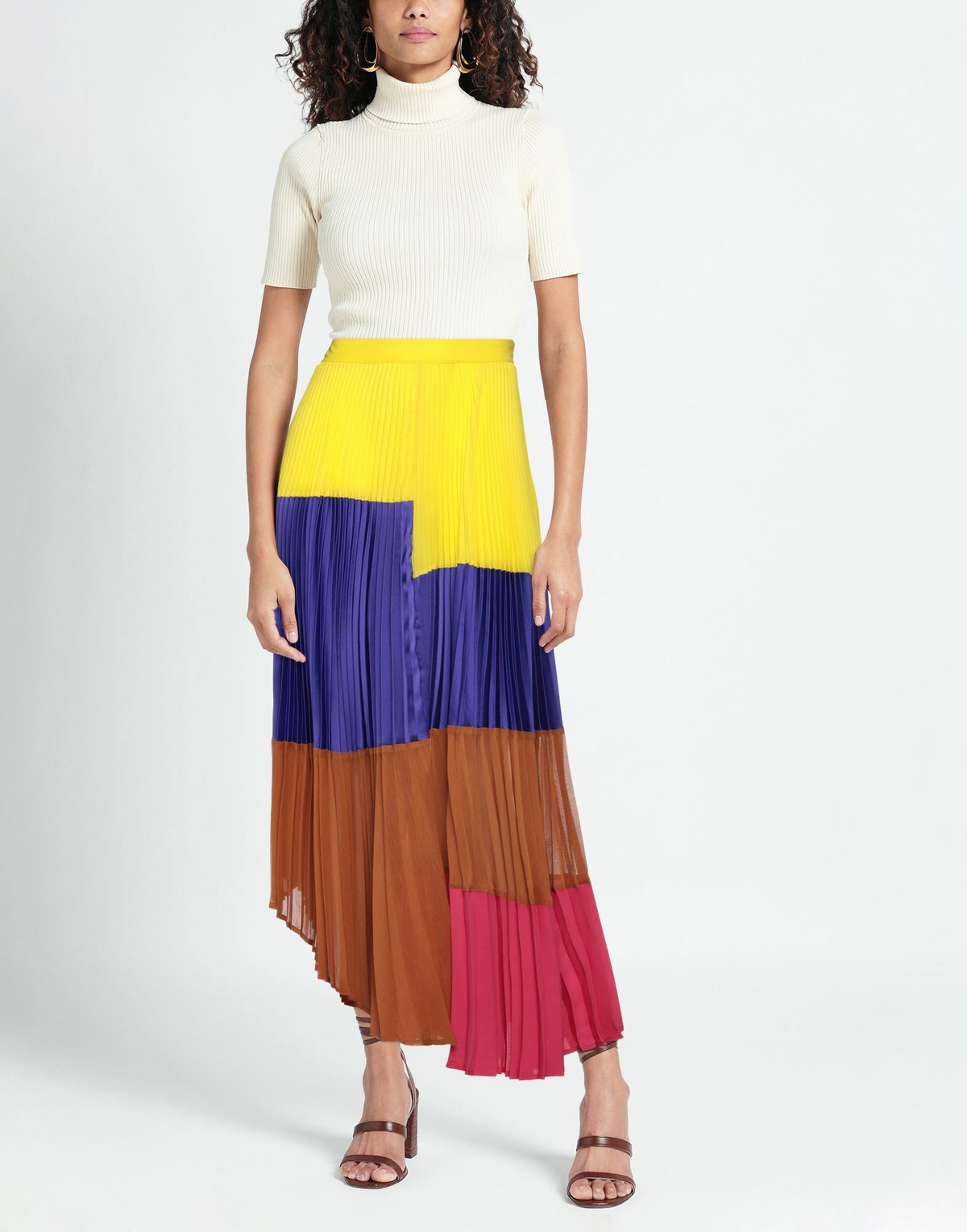Manila Grace Womens Midi skirt in Yellow