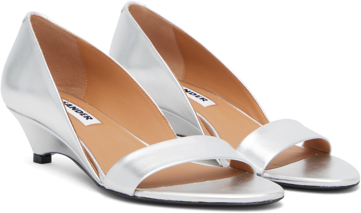 Jil Sander Silver Low-Heel Heeled Sandals