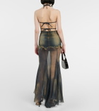 Blumarine Embellished denim crop top