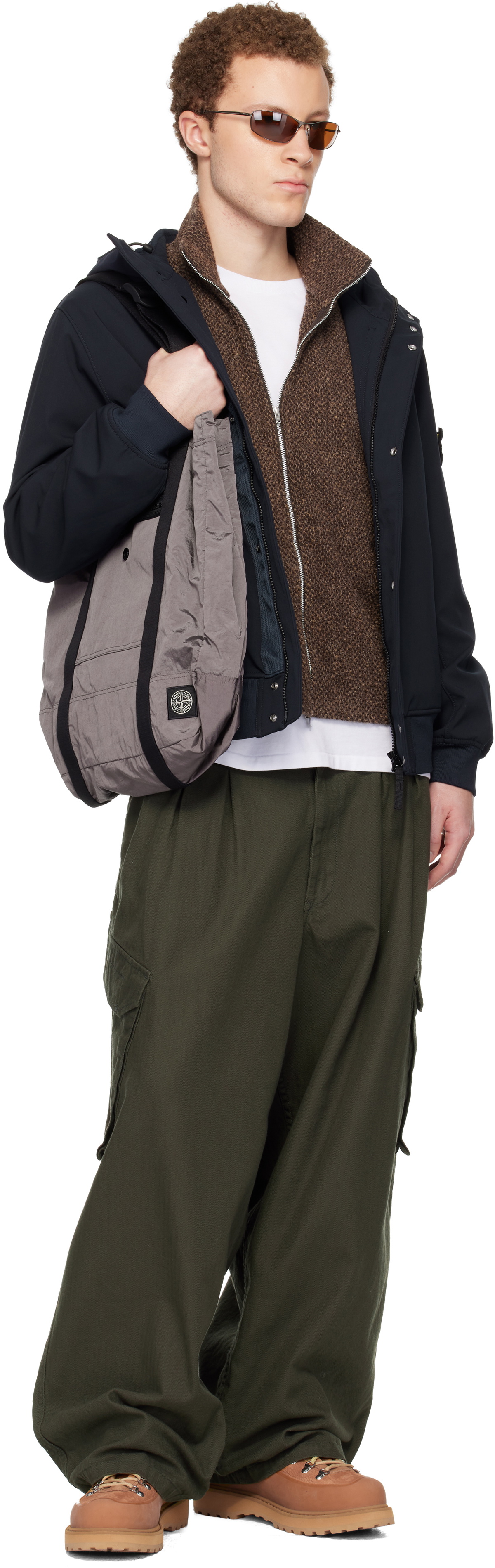Stone Island Gray 9200012 Coated Nylon Metal ECONYL Tote