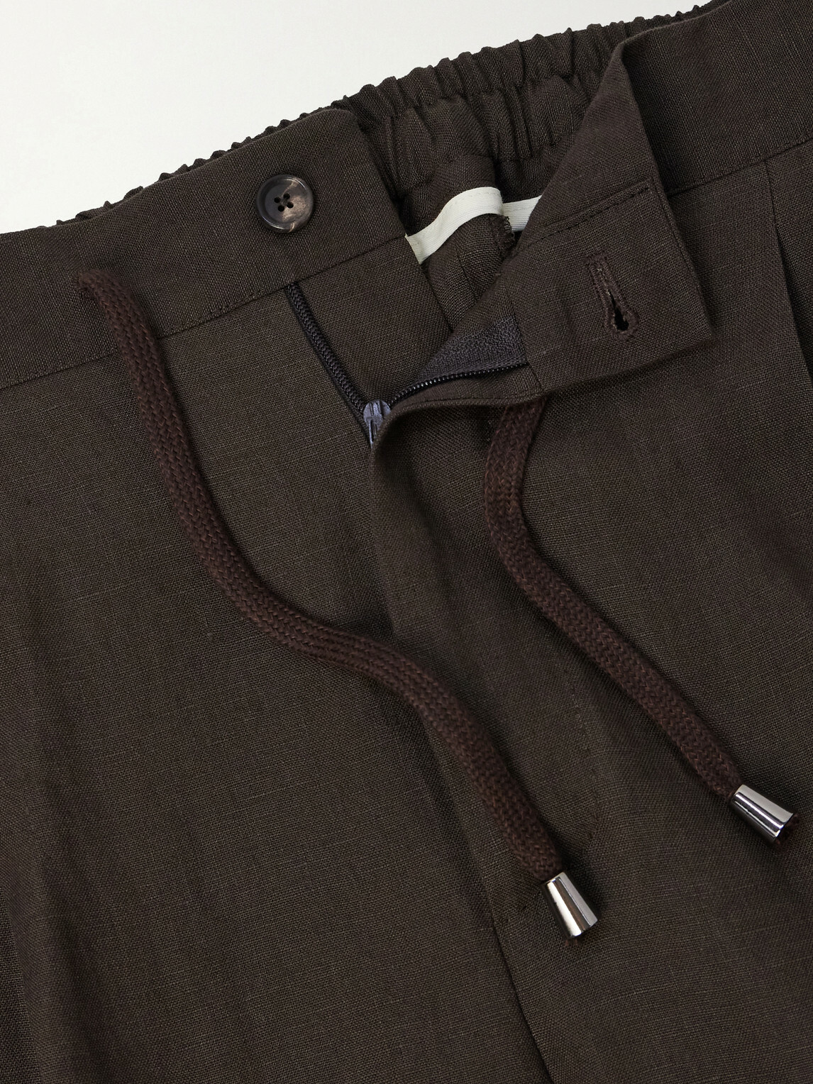 De Petrillo - Straight-Leg Pleated Linen Suit Trousers - Brown
