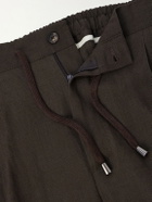 De Petrillo - Straight-Leg Pleated Linen Suit Trousers - Brown