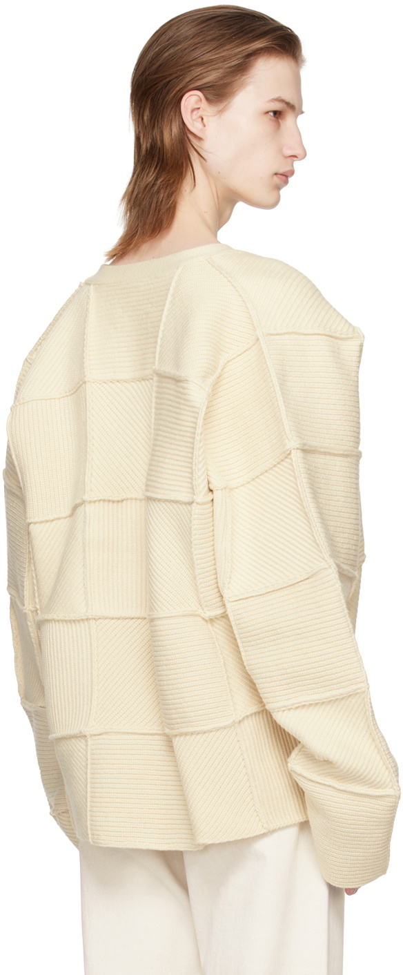 YOKE Off-White Patchwork Cardigan