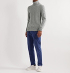 Kiton - Slim-Fit Cable-Knit Cashmere Rollneck Sweater - Gray