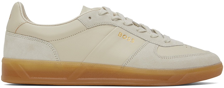 Photo: BOSS Beige Leather-Suede Sneakers