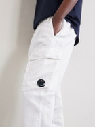 C.P. Company - Straight-Leg Logo-Appliquéd Cotton and Linen-Blend Cargo Trousers - White