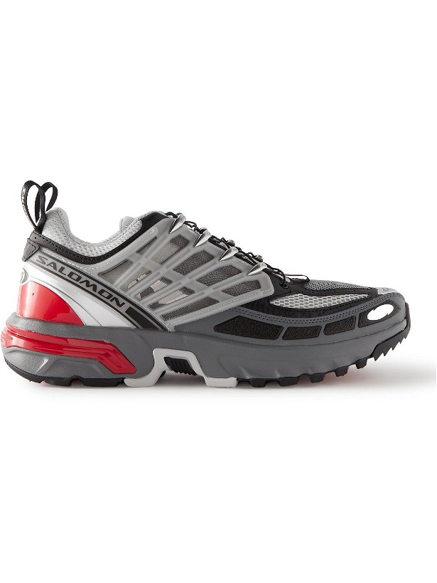 Photo: Salomon - ACS Pro Advanced Rubber-Trimmed Mesh Trail Running Sneakers - Gray