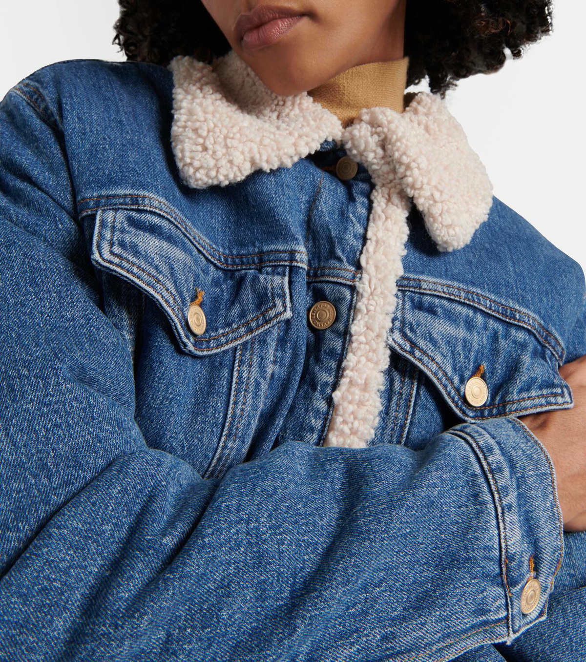 7 For All Mankind Teddy-trimmed denim jacket