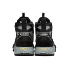 Diesel Black and Grey S-Padola Mid Trek Sneakers