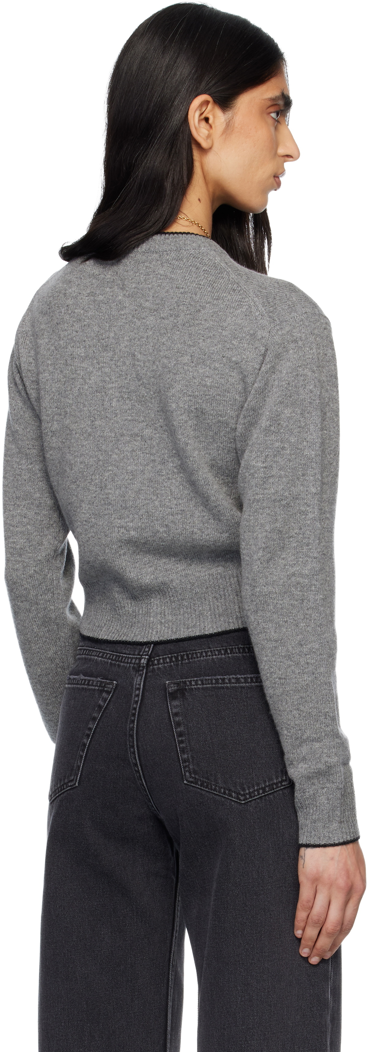 Chloé Gray Fitted Logo Cardigan