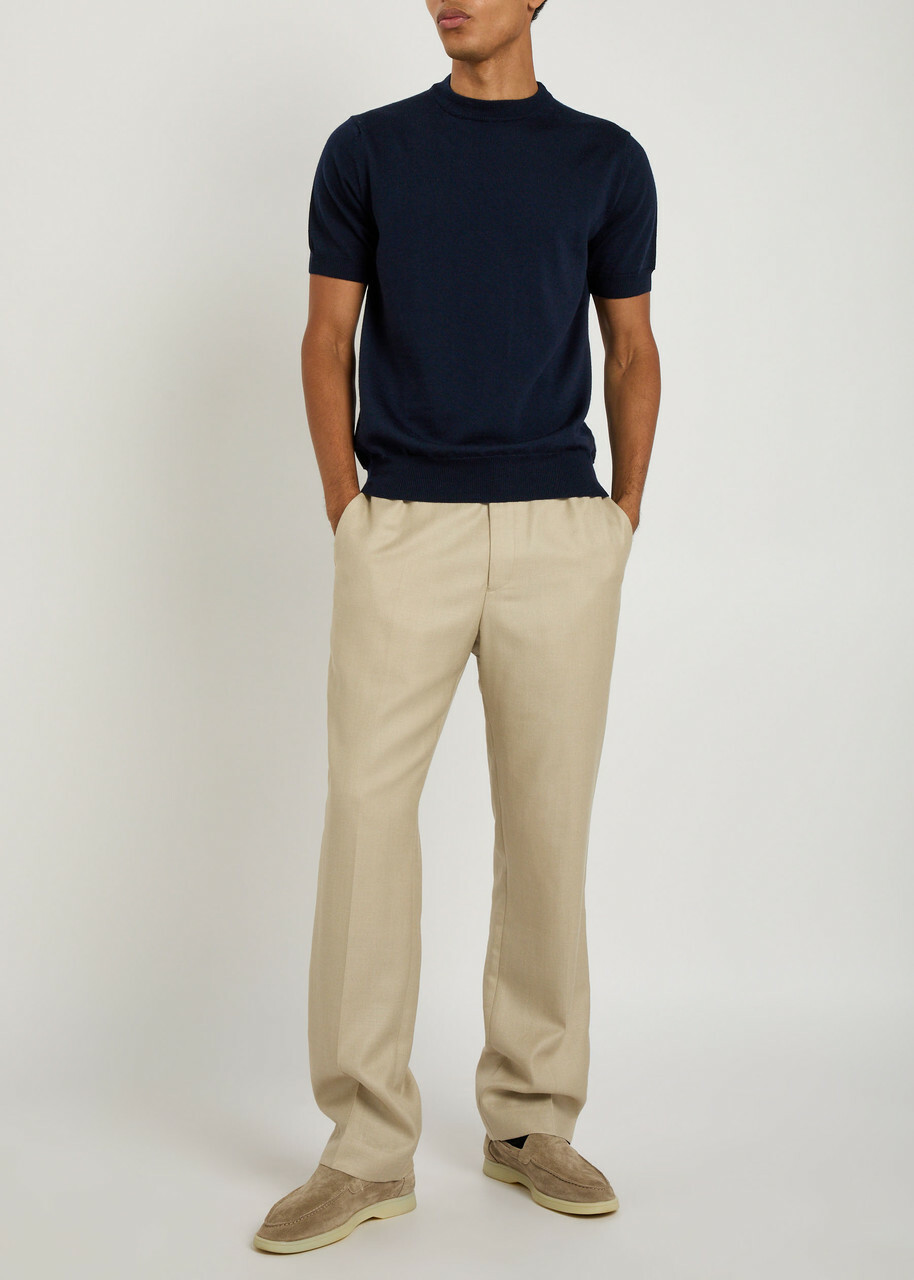 Aurélien Knit Merino Wool T-shirt Navy