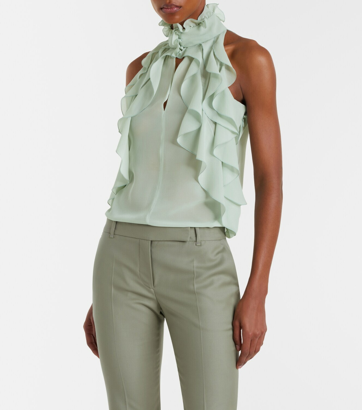 McQueen Ruffled silk chiffon top
