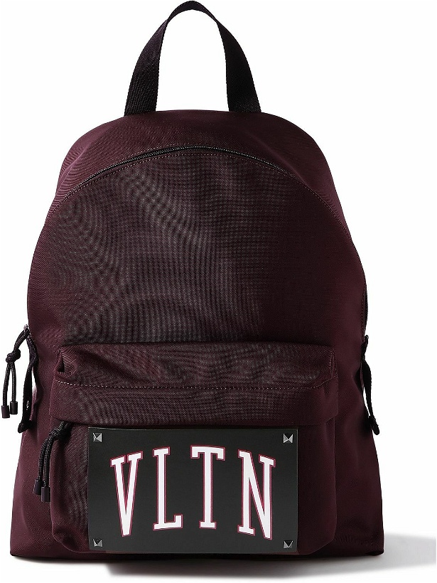 Photo: Valentino Garavani - Valentino Garavani Leather-Appliquéd Nylon-Canvas Backpack