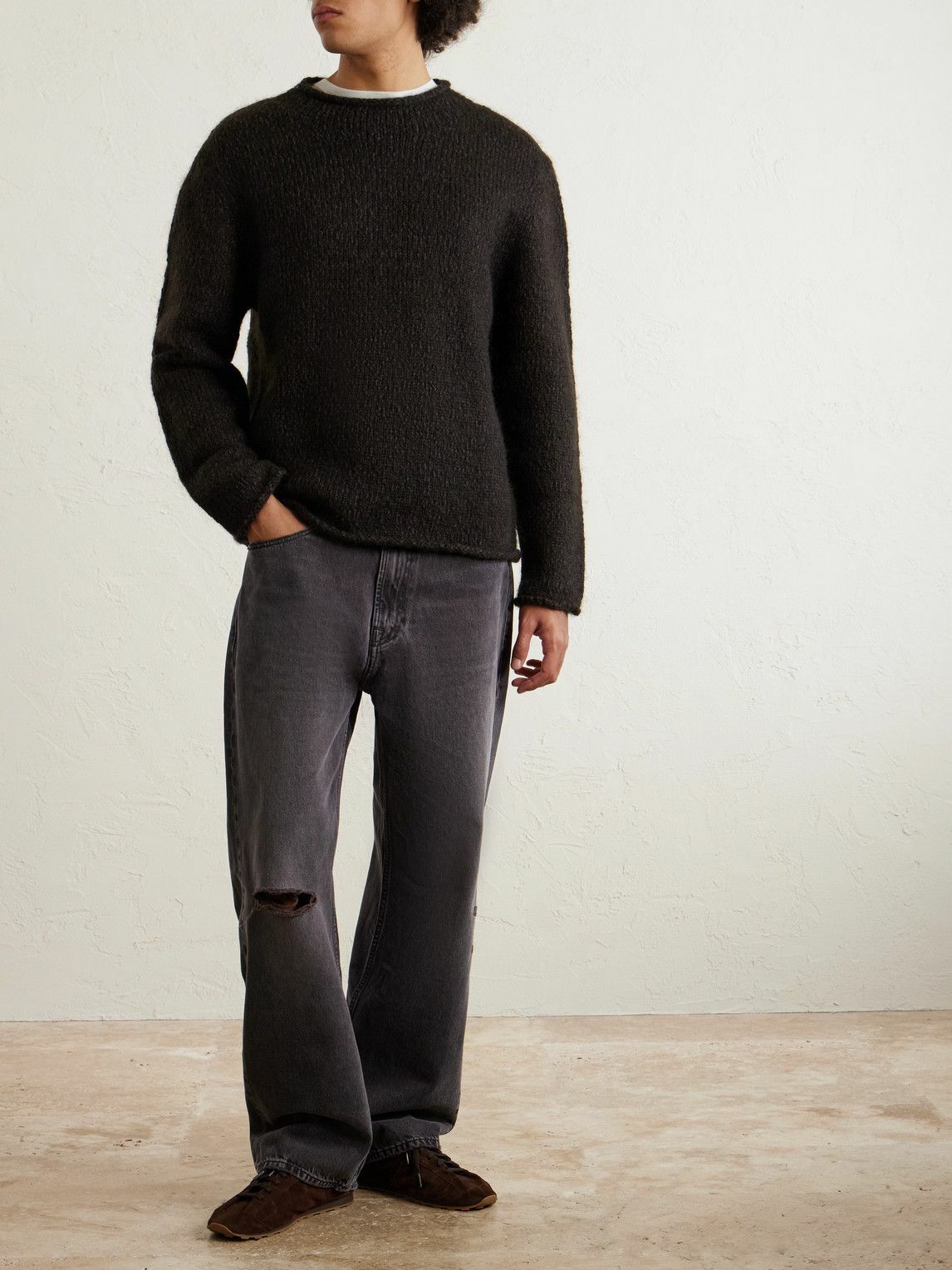 AMOMENTO ニット Amomento - Cotton-Blend Mock-Neck Sweater - Brown AMOMENTO