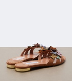 Aquazzura Papillon appliqué leather slides