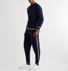 Kingsman - Stripe-Trimmed Fleece-Back Cotton and Cashmere-Blend Sweatshirt - Blue