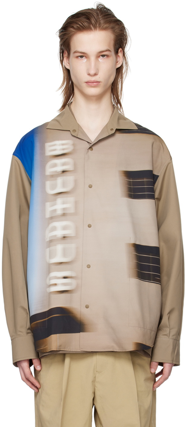 meanswhile Brown Feather Smooth Snap Shirt
