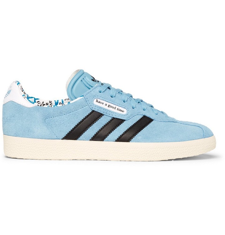 Photo: adidas Consortium - Have a Good Time Gazelle Suede and Leather Sneakers - Light blue
