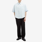 AMI Paris Men's Stripe Boxy Short Sleeve Shirt in Cashmere Blue/Chalk