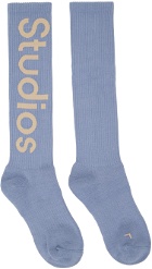 Acne Studios Blue Logo Knee Socks